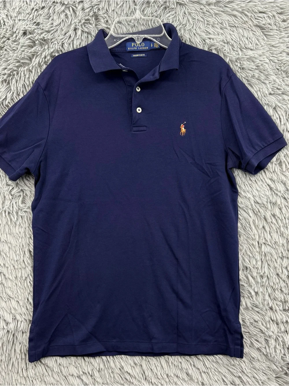 Polo Ralph Lauren Polo Shirt Mens Small Blue Custom Slim Fit Cotton Pony Logo